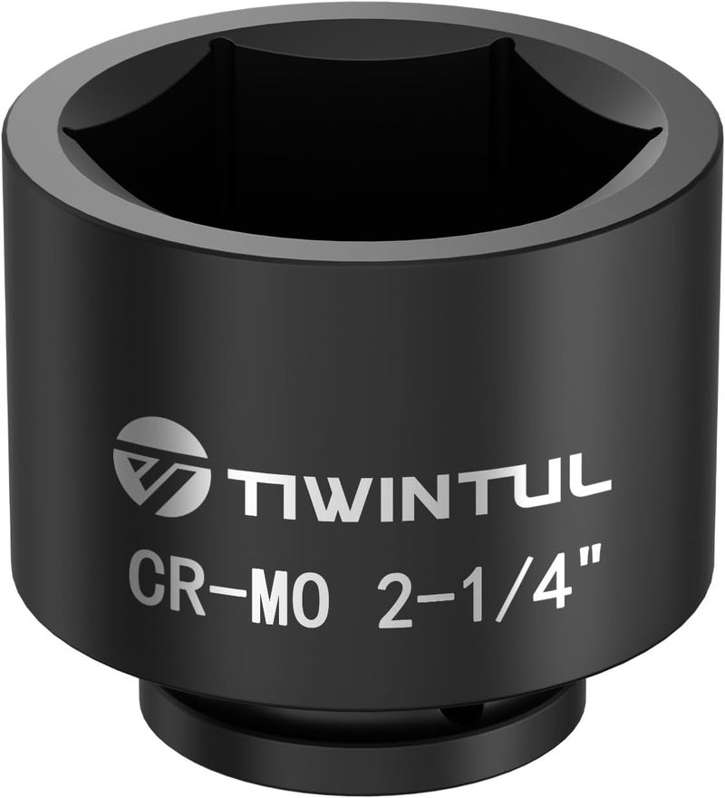 TIWINTUL 3/4 Inch Drive Impact Socket 2-1/4", Anti-Rounding 6-Point Design SAE Socket, Heat-Treated CR-MO, Black Phosphate Finish, Axle Nut Socket for Auto Repair, Easy Removal - Image 1